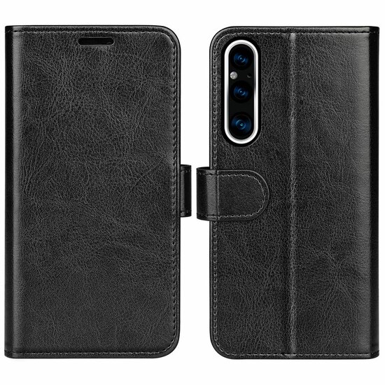 Sony Xperia 1 V Hoesje, MobyDefend Wallet Book Case (Sluiting Achterkant), Zwart