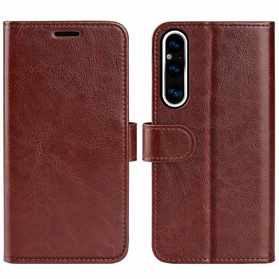Sony Xperia 1 V Hoesje - MobyDefend Wallet Book Case (Sluiting Achterkant) - Bruin