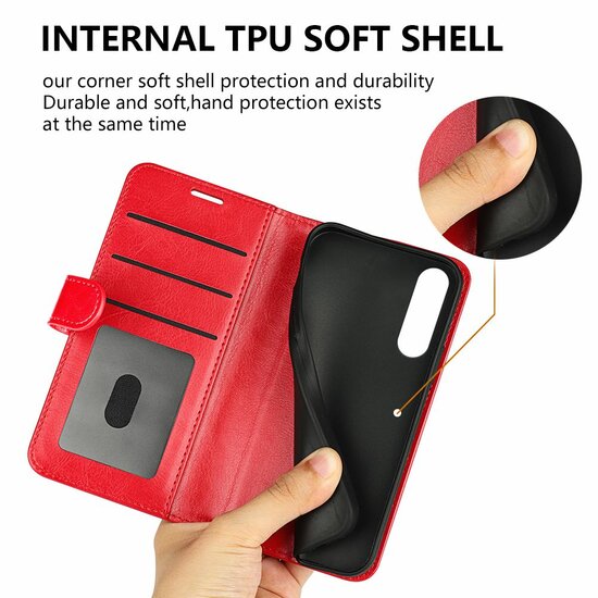 Sony Xperia 1 V Hoesje - MobyDefend Wallet Book Case (Sluiting Achterkant) - Rood