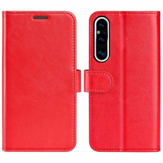 Sony Xperia 1 V Hoesje, MobyDefend Wallet Book Case (Sluiting Achterkant), Rood