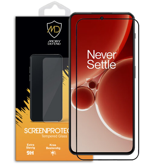 OnePlus Nord 3 Screenprotector - MobyDefend Screensaver Met Zwarte Randen - Gehard Glas