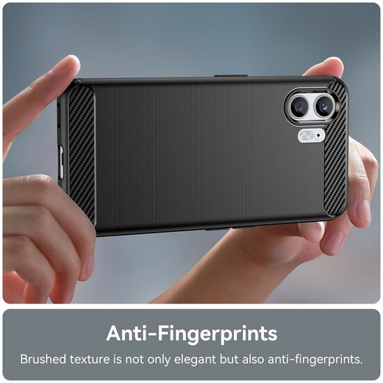 Nothing Phone (2) Hoesje - MobyDefend TPU Backcover - Geborstelde Metaal &amp; Carbon-Look - Zwart
