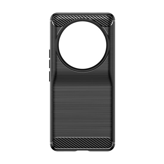Xiaomi 13 Ultra Hoesje, MobyDefend TPU Gelcase, Geborsteld Metaal + Carbonlook, Zwart