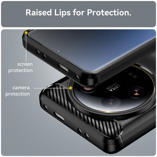 Xiaomi 13 Ultra Hoesje - MobyDefend TPU Backcover - Geborstelde Metaal &amp; Carbon-Look - Rood