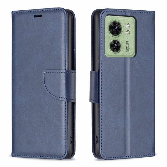 Motorola Edge 40 Hoesje, MobyDefend Wallet Book Case Met Koord, Blauw