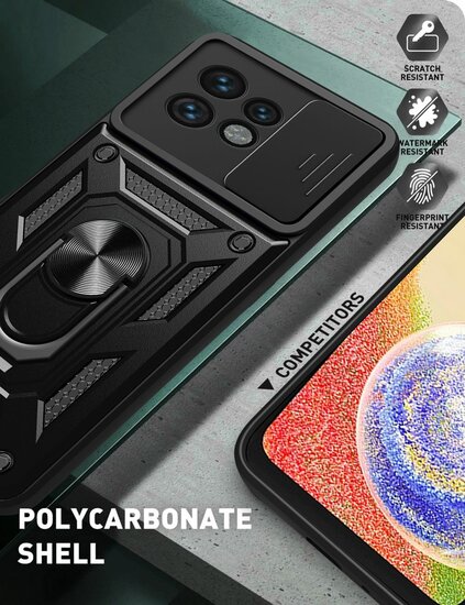 Motorola Edge 40 Pro Hoesje - MobyDefend Pantsercase Met Draaibare Ring - Zilvergrijs