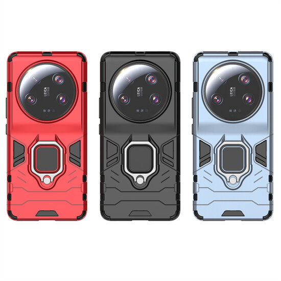 Xiaomi 13 Ultra Hoesje - MobyDefend Dubbelgelaagde Pantsercase Met Standaard - Rood
