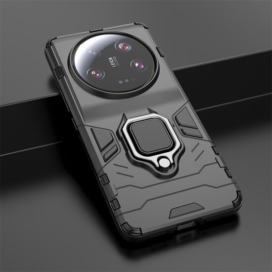 Xiaomi 13 Ultra Hoesje - MobyDefend Dubbelgelaagde Pantsercase Met Standaard - Rood