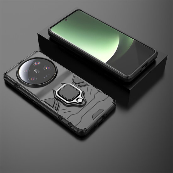 Xiaomi 13 Ultra Hoesje - MobyDefend Dubbelgelaagde Pantsercase Met Standaard - Rood