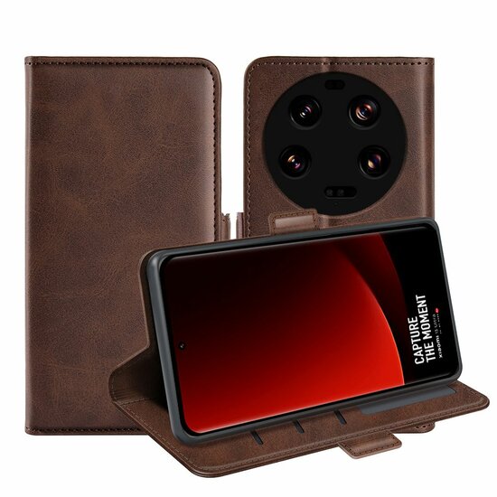 Xiaomi 13 Ultra Hoesje - MobyDefend Luxe Wallet Book Case (Sluiting Zijkant) - Bruin