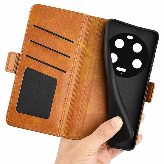 Xiaomi 13 Ultra Hoesje - MobyDefend Luxe Wallet Book Case (Sluiting Zijkant) - Lichtbruin