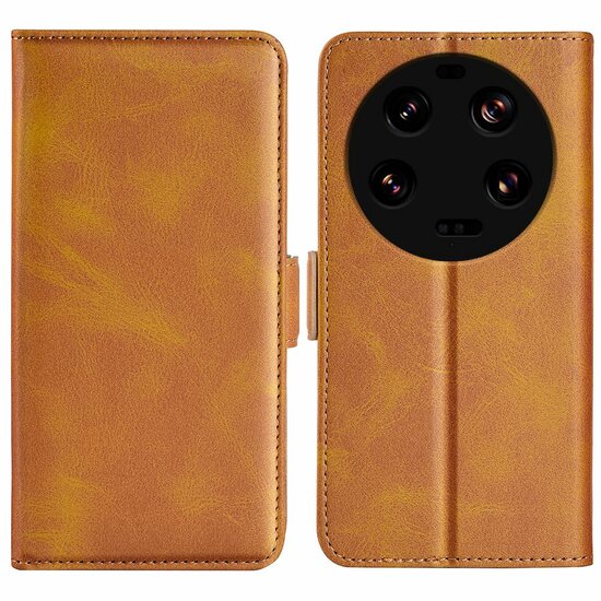 Xiaomi 13 Ultra Hoesje - MobyDefend Luxe Wallet Book Case (Sluiting Zijkant) - Lichtbruin