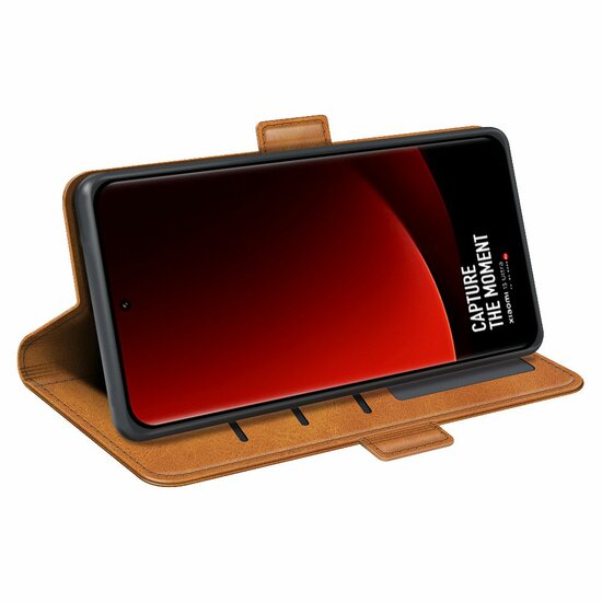 Xiaomi 13 Ultra Hoesje, MobyDefend Luxe Wallet Book Case (Sluiting Zijkant), Lichtbruin