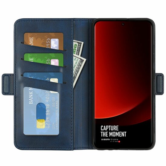 Xiaomi 13 Ultra Hoesje - MobyDefend Luxe Wallet Book Case (Sluiting Zijkant) - Blauw