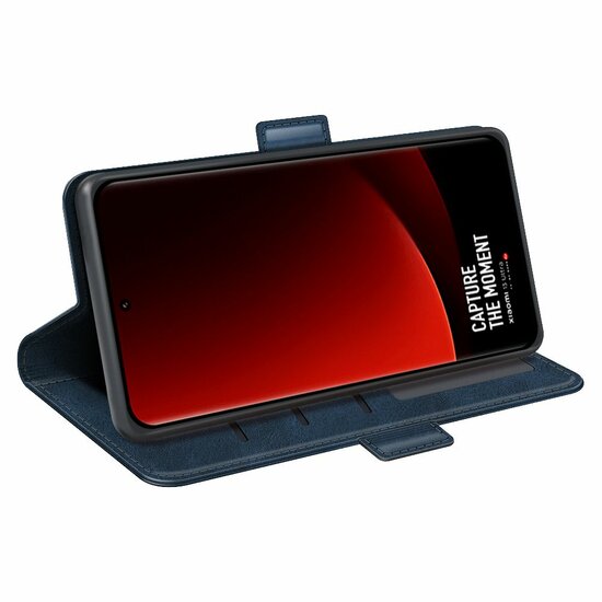 Xiaomi 13 Ultra Hoesje - MobyDefend Luxe Wallet Book Case (Sluiting Zijkant) - Blauw