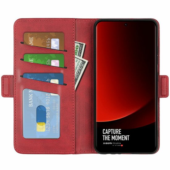 Xiaomi 13 Ultra Hoesje - MobyDefend Luxe Wallet Book Case (Sluiting Zijkant) - Rood