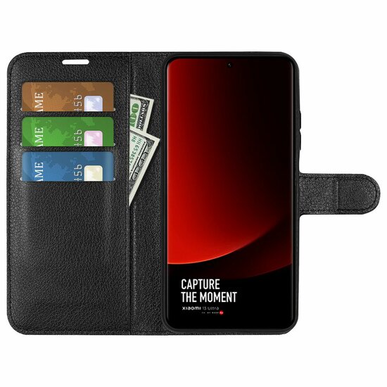 Xiaomi 13 Ultra Hoesje - MobyDefend Kunstleren Wallet Book Case (Sluiting Voorkant) - Zwart