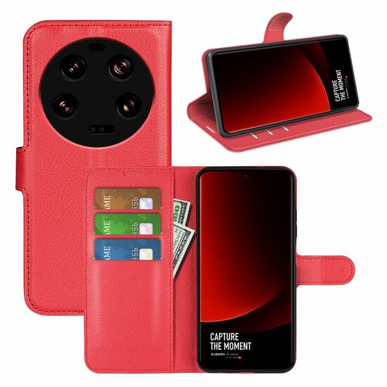 Xiaomi 13 Ultra Hoesje, MobyDefend Kunstleren Wallet Book Case (Sluiting Voorkant), Rood