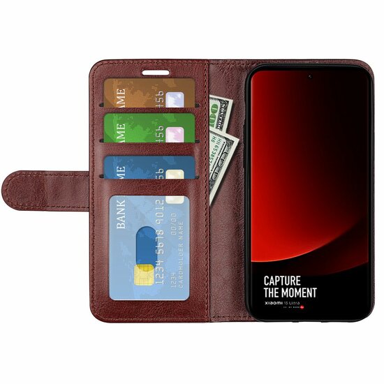 Xiaomi 13 Ultra Hoesje - MobyDefend Wallet Book Case (Sluiting Achterkant) - Bruin