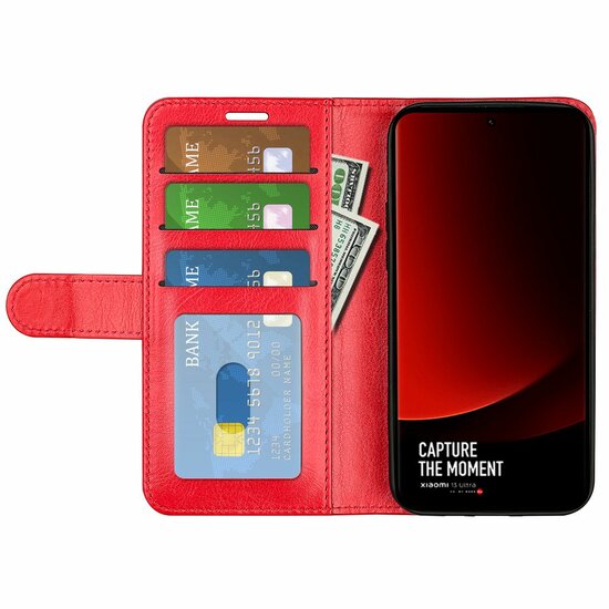 Xiaomi 13 Ultra Hoesje - MobyDefend Wallet Book Case (Sluiting Achterkant) - Rood