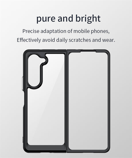 Samsung Galaxy Z Fold 5 Hoesje, Transparante Case Met Zwarte Rand