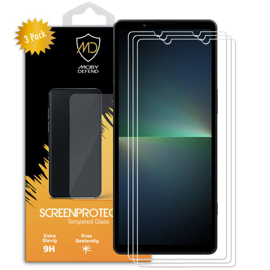 3-Pack Sony Xperia 5 V Screenprotectors - MobyDefend Case-Friendly Screensaver - Gehard Glas