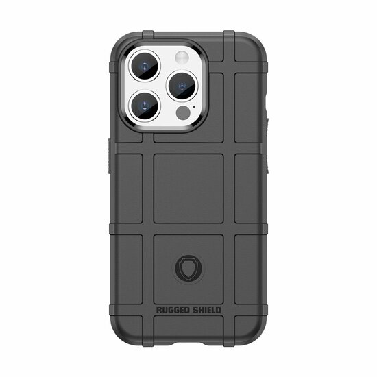 iPhone 15 Pro Hoesje, Rugged Shield TPU Gelcase, Zwart