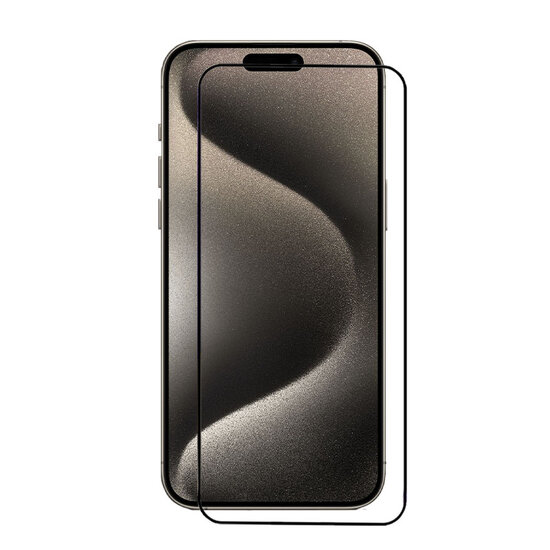iPhone 15 Pro Max Screenprotector - MobyDefend Screensaver Met Zwarte Randen - Gehard Glas 