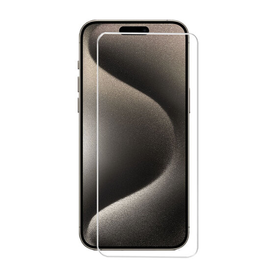 3-Pack iPhone 15 Pro Max Screenprotectors MobyDefend Case-Friendly Screensavers - Gehard Glas