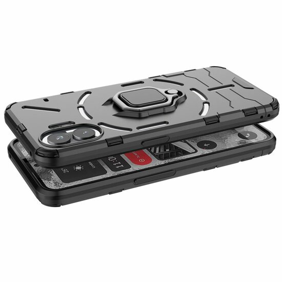 Nothing Phone (2) Hoesje - MobyDefend Dubbelgelaagde Pantsercase Met Standaard - Zwart