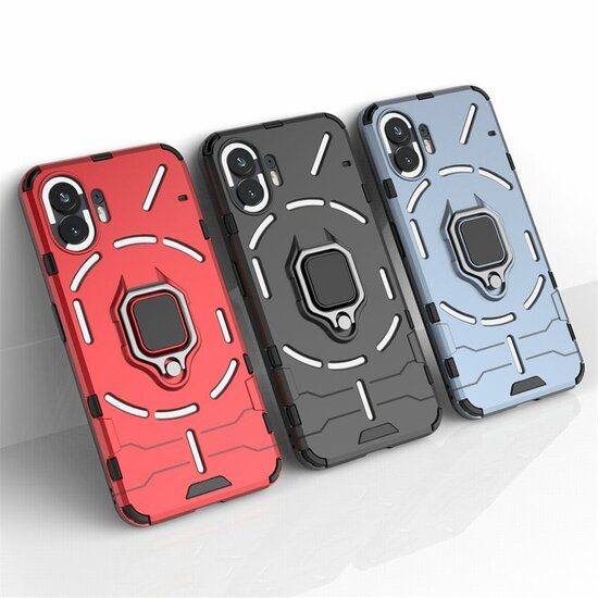 Nothing Phone (2) Hoesje - MobyDefend Dubbelgelaagde Pantsercase Met Standaard - Blauw