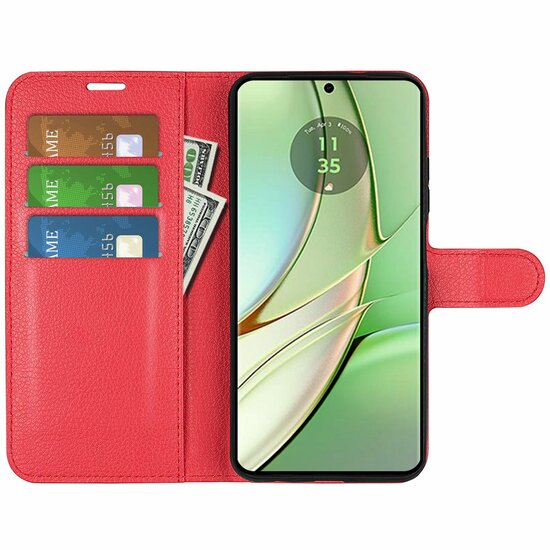 Motorola Edge 40 Hoesje, MobyDefend Kunstleren Wallet Book Case (Sluiting Voorkant), Rood