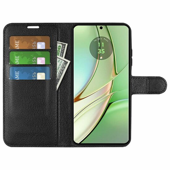 Motorola Edge 40 Hoesje, MobyDefend Kunstleren Wallet Book Case (Sluiting Voorkant), Zwart