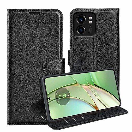 Motorola Edge 40 Hoesje - MobyDefend Kunstleren Wallet Book Case (Sluiting Voorkant) - Zwart