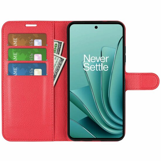 OnePlus Nord 3 Hoesje, MobyDefend Kunstleren Wallet Book Case (Sluiting Voorkant), Rood