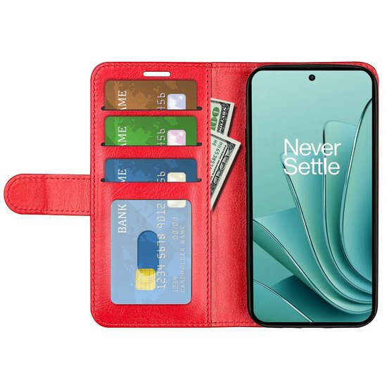 OnePlus Nord 3 Hoesje, MobyDefend Wallet Book Case (Sluiting Achterkant), Rood
