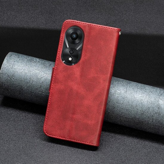 Oppo A78 (5G) Hoesje - MobyDefend Wallet Book Case Met Koord - Rood