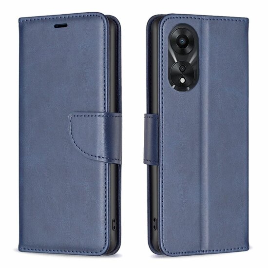 Oppo A78 (5G) Hoesje, MobyDefend Wallet Book Case Met Koord, Blauw