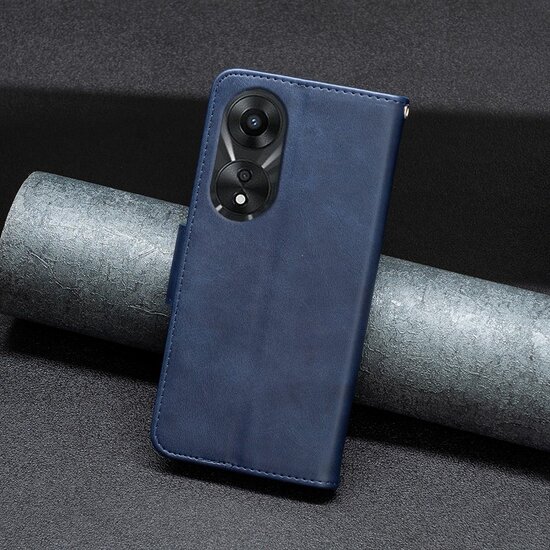 Oppo A78 (5G) Hoesje - MobyDefend Wallet Book Case Met Koord - Blauw