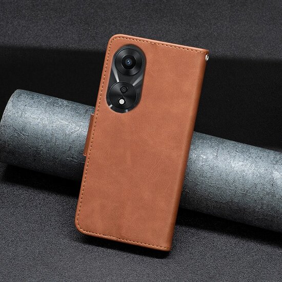 Oppo A78 (5G) Hoesje - MobyDefend Wallet Book Case Met Koord - Bruin