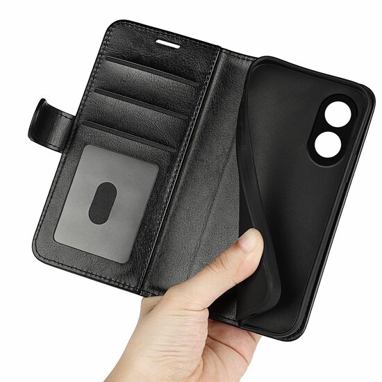 Oppo A78 (5G) Hoesje - MobyDefend Wallet Book Case (Sluiting Achterkant) - Zwart