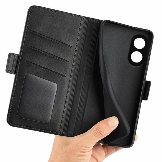 Oppo A78 (5G) Hoesje, MobyDefend Luxe Wallet Book Case (Sluiting Zijkant), Zwart