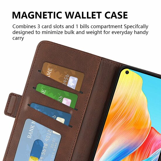Oppo A78 (5G) Hoesje, MobyDefend Luxe Wallet Book Case (Sluiting Zijkant), Bruin