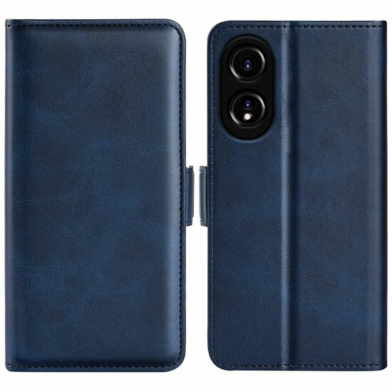 Oppo A78 (5G) Hoesje, MobyDefend Luxe Wallet Book Case (Sluiting Zijkant), Blauw