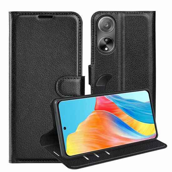 Oppo A98 Hoesje, MobyDefend Kunstleren Wallet Book Case (Sluiting Voorkant), Zwart