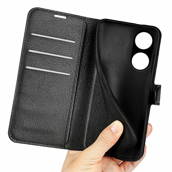 Oppo A98 Hoesje - MobyDefend Kunstleren Wallet Book Case (Sluiting Voorkant) - Zwart