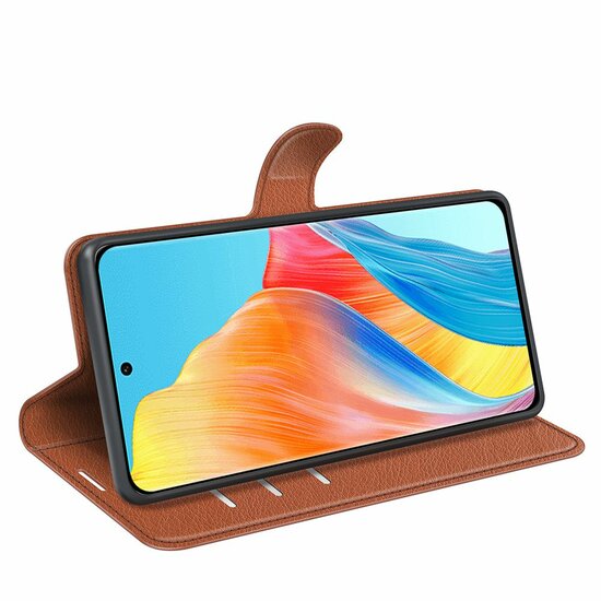 Oppo A98 Hoesje - MobyDefend Kunstleren Wallet Book Case (Sluiting Voorkant) - Bruin