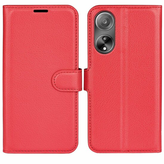 Oppo A98 Hoesje, MobyDefend Kunstleren Wallet Book Case (Sluiting Voorkant), Rood