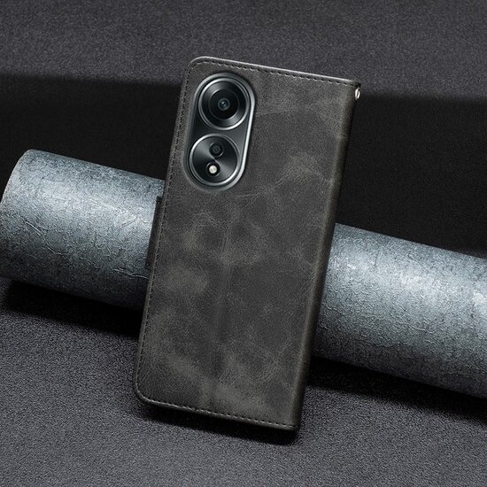 Oppo A98 Hoesje - MobyDefend Wallet Book Case Met Koord - Zwart