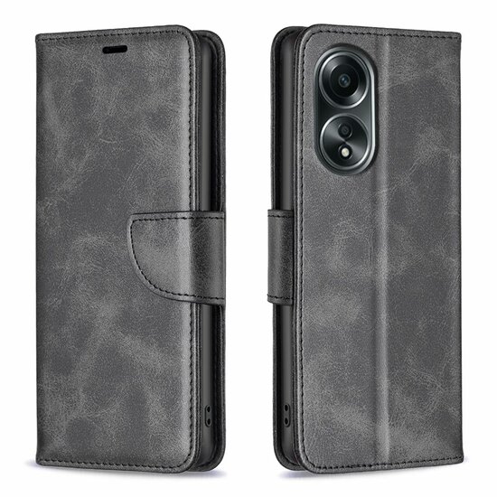 Oppo A98 Hoesje, MobyDefend Wallet Book Case Met Koord, Zwart